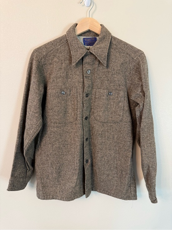 Pendleton Other - Vintage 60s 70s Pendleton Solid Wool Board Shirt Loop Collar USA M
